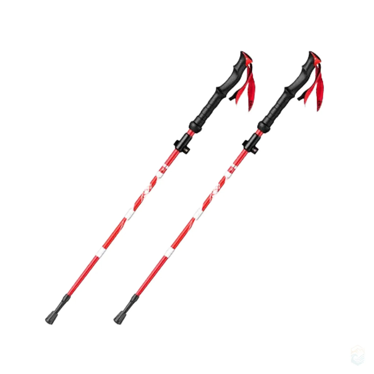 Red BSWolf ultralight foldable trekking hiking stick made from 6061 aluminum alloy with a five-section folding design